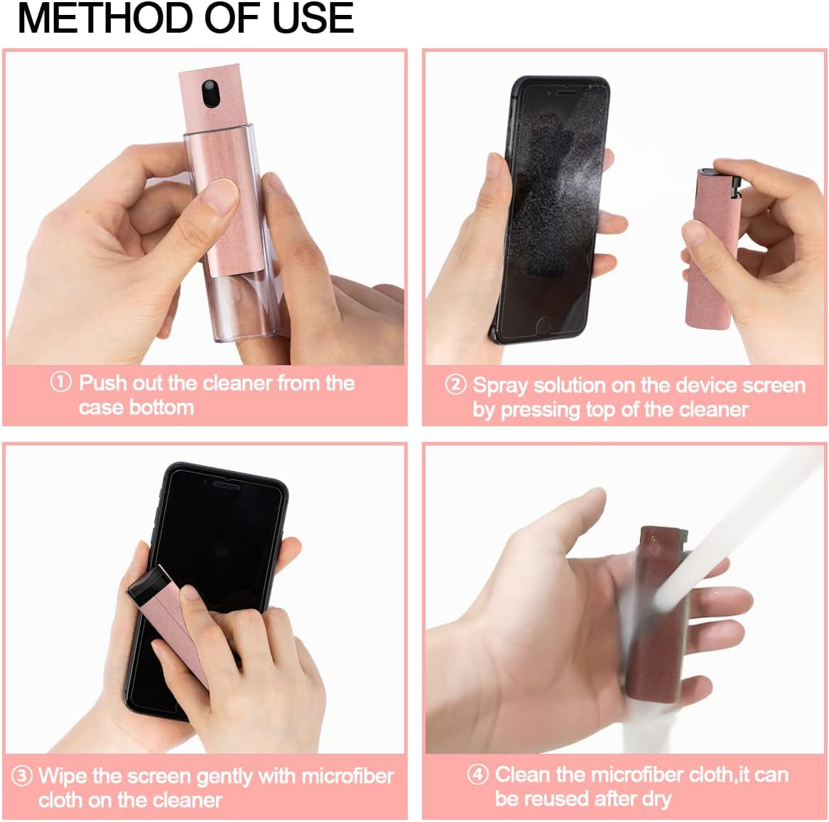 Touchscreen Mist Cleaner Spray, Electronic Screen Cleaner for TV, Laptop, Tablet, PC, Computer Monitor LCD Flat Screens, Eyeglasses - Pink