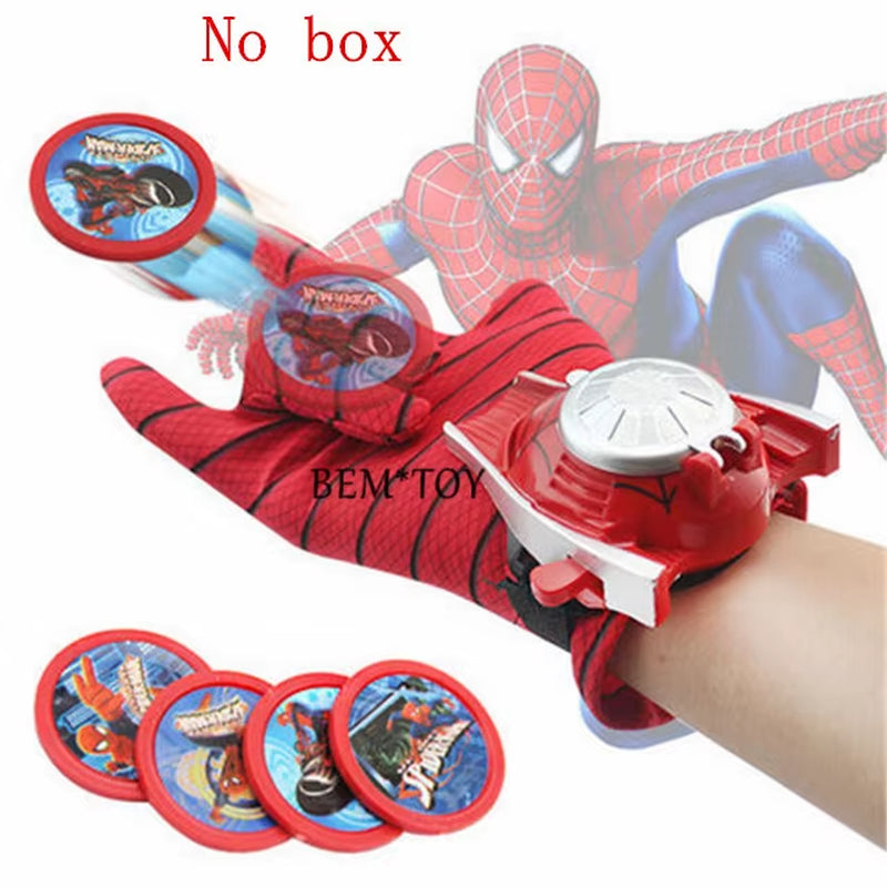 New Spiderman Anime Figures PVC Funny Spider Man Launcher Set Gloves Model Toys for Kids Brinquedos New Year'S Gift
