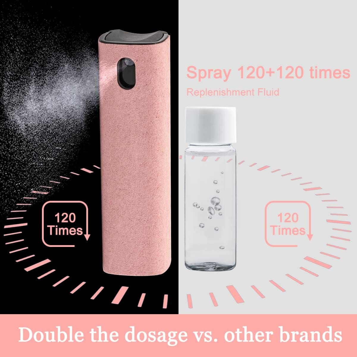 Touchscreen Mist Cleaner Spray, Electronic Screen Cleaner for TV, Laptop, Tablet, PC, Computer Monitor LCD Flat Screens, Eyeglasses - Pink