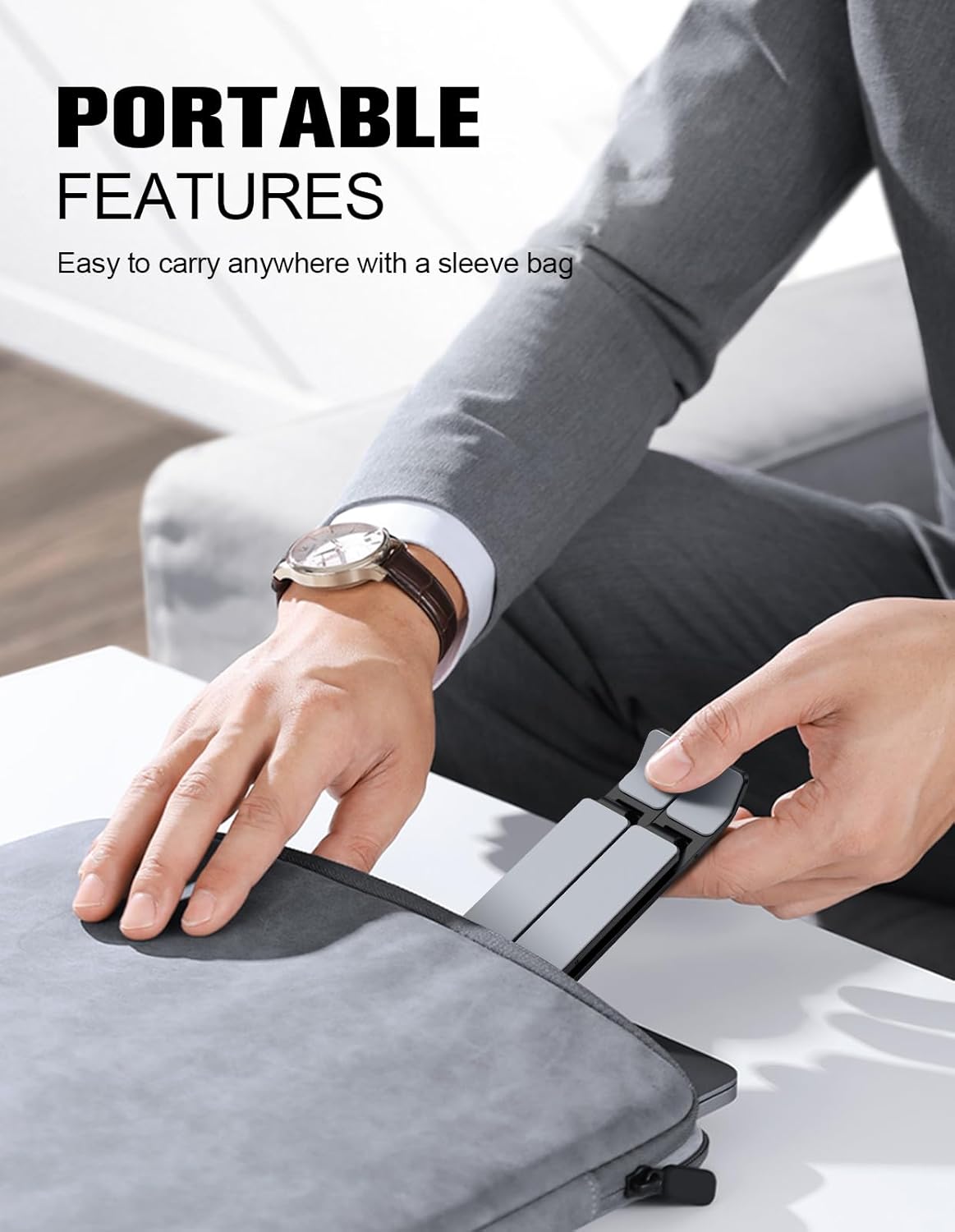 Laptop Stand for Desk, Aluminum 5-Levels Adjustable Portable Computer Stand Laptop Cooling Pad, Ventilated Laptop Riser Compatible with Macbook Pro Air, Notebook, Lenovo, Dell, 10-15.6”