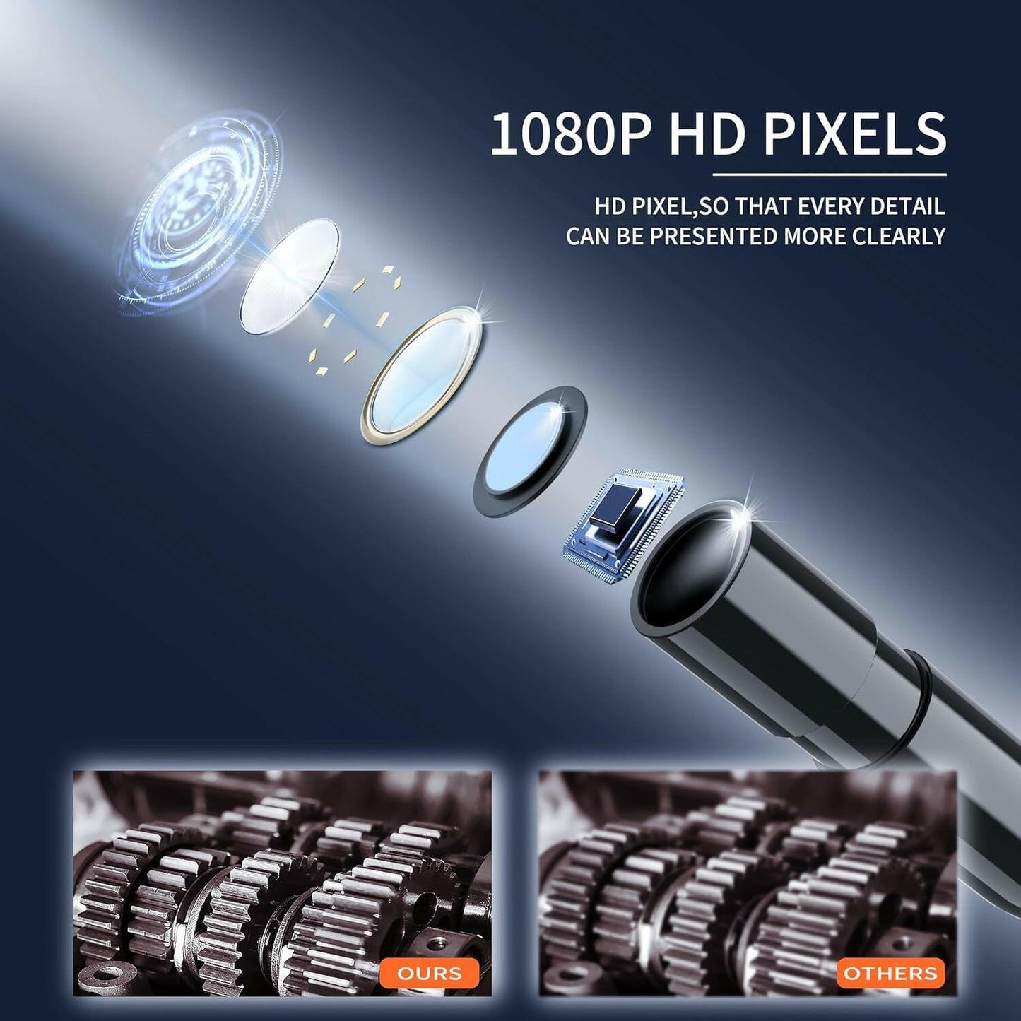 Endoscope Camera with Light, Borescope Camera with 4.3" IPS Screen, 1080P HD with 8 LED Lights, 16.4FT Semi-Rigid Cord Bore Scope, IP67 Waterproof Endoscope for Sewer, Gadgets for Men