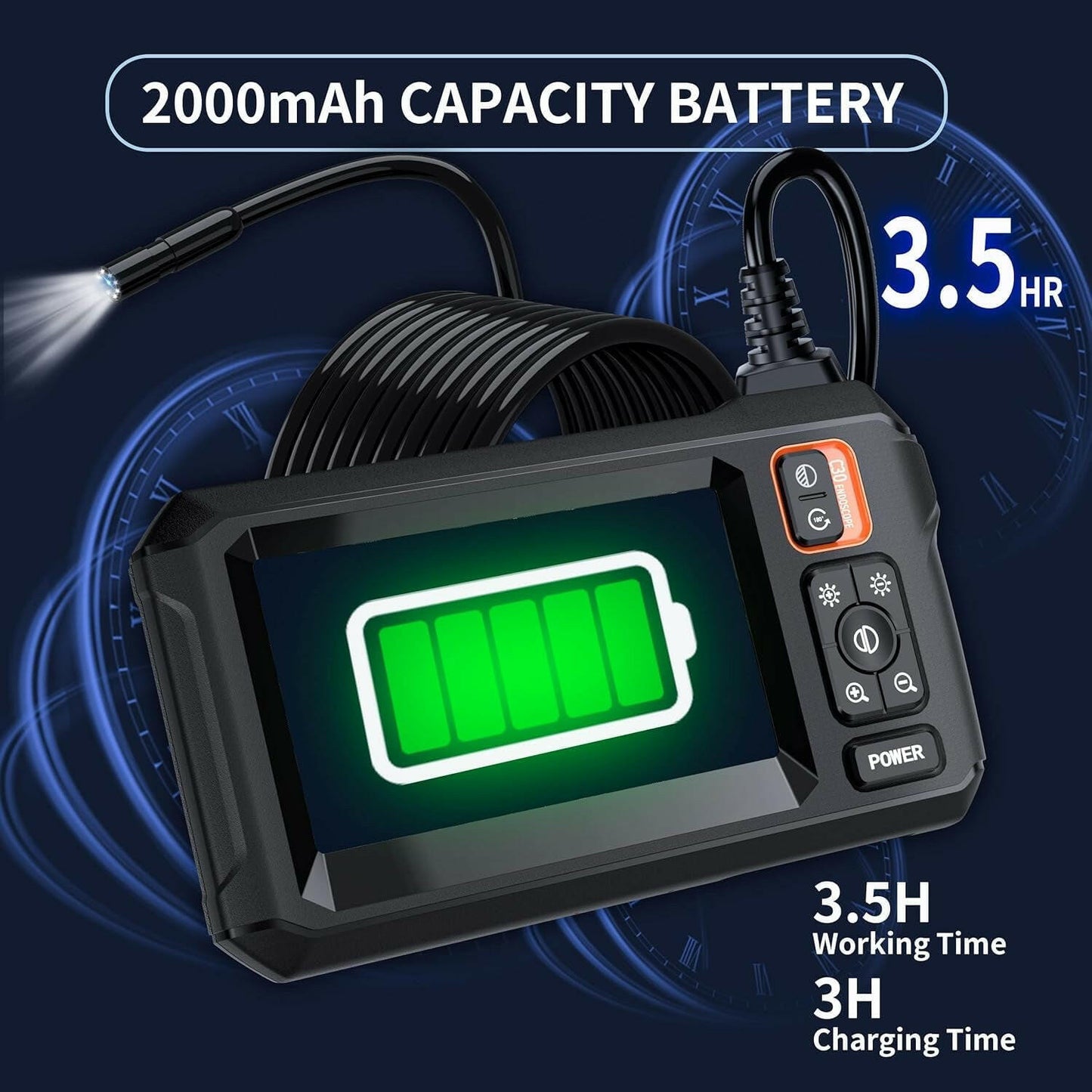 Endoscope Camera with Light, Borescope Camera with 4.3" IPS Screen, 1080P HD with 8 LED Lights, 16.4FT Semi-Rigid Cord Bore Scope, IP67 Waterproof Endoscope for Sewer, Gadgets for Men