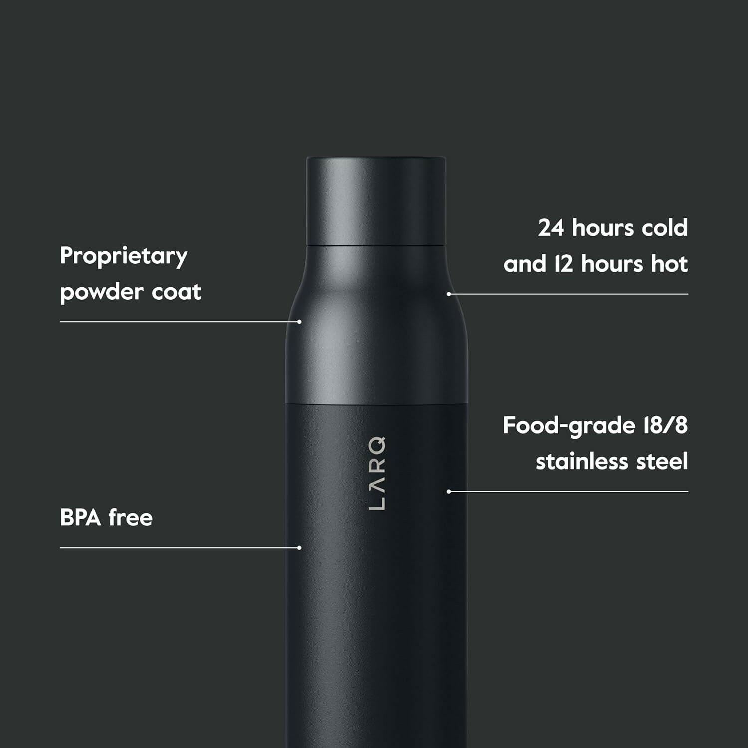 Bottle Twist Top 17Oz - Insulated Stainless Steel Water Bottle | Thermos, BPA Free | Reusable Water Bottle for Camping, Office, and Travel | Keep Drinks Cold and Hot, Obsidian Black