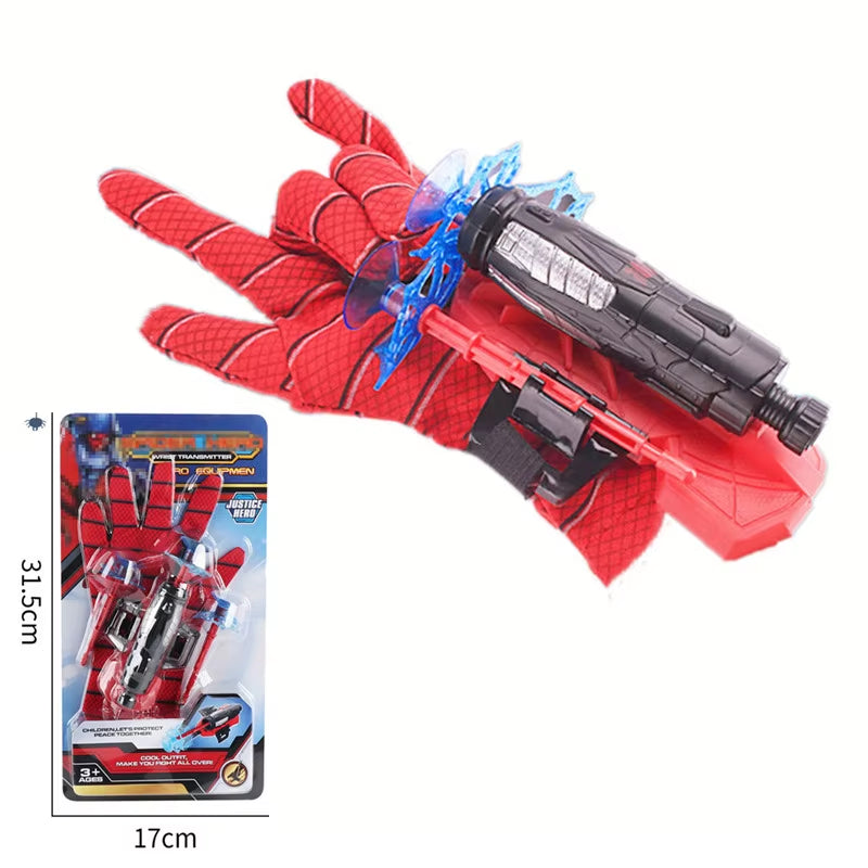 New Spiderman Anime Figures PVC Funny Spider Man Launcher Set Gloves Model Toys for Kids Brinquedos New Year'S Gift