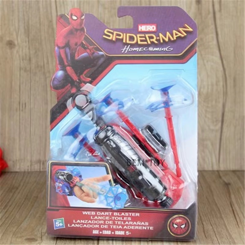 New Spiderman Anime Figures PVC Funny Spider Man Launcher Set Gloves Model Toys for Kids Brinquedos New Year'S Gift