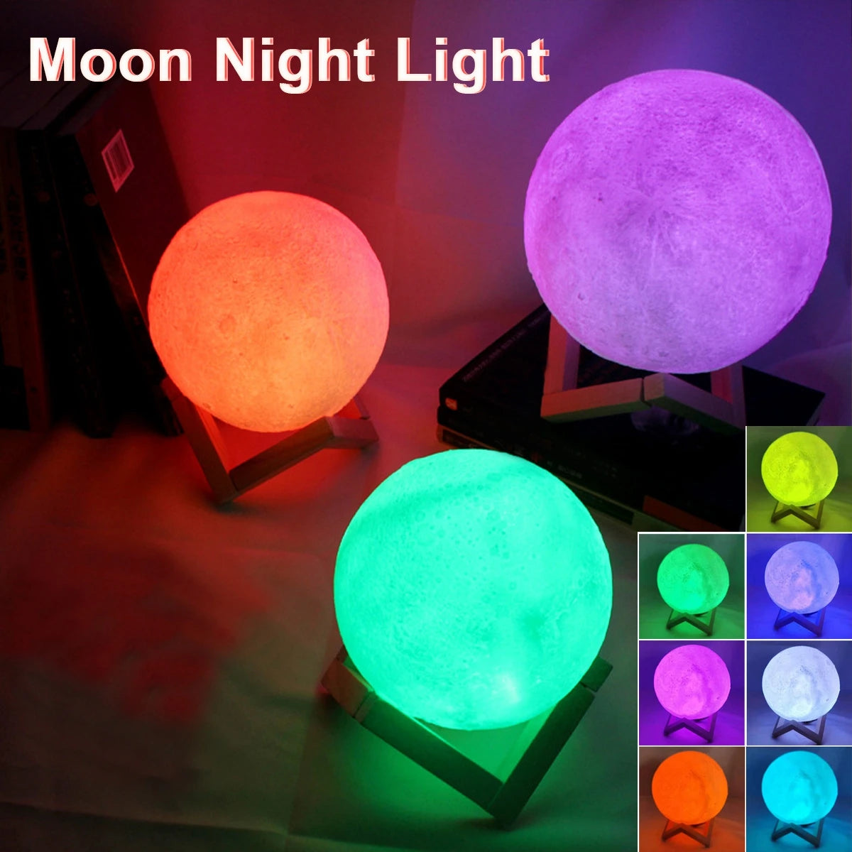 D5 Moon Box Lamp LED Night Light Battery Powered with Stand Starry Lamp Bedroom Decor Night Lights Kids Gift Moon Lamp Xmas Gift