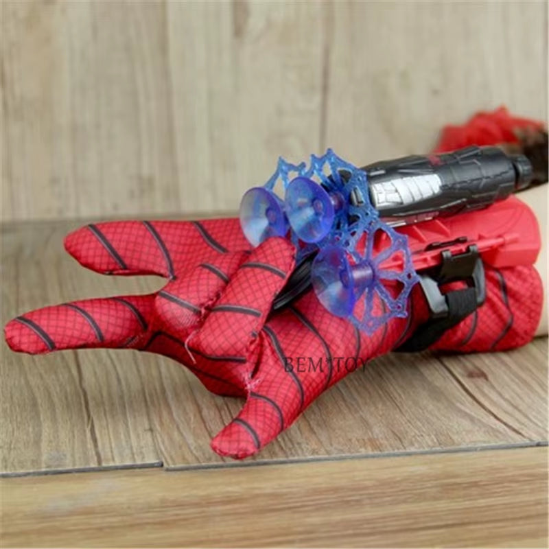 New Spiderman Anime Figures PVC Funny Spider Man Launcher Set Gloves Model Toys for Kids Brinquedos New Year'S Gift