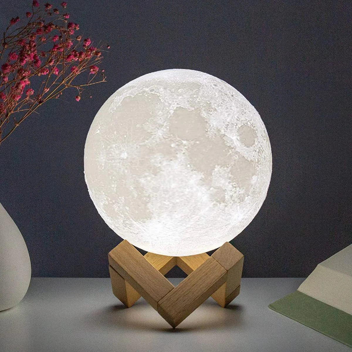 D5 Moon Box Lamp LED Night Light Battery Powered with Stand Starry Lamp Bedroom Decor Night Lights Kids Gift Moon Lamp Xmas Gift