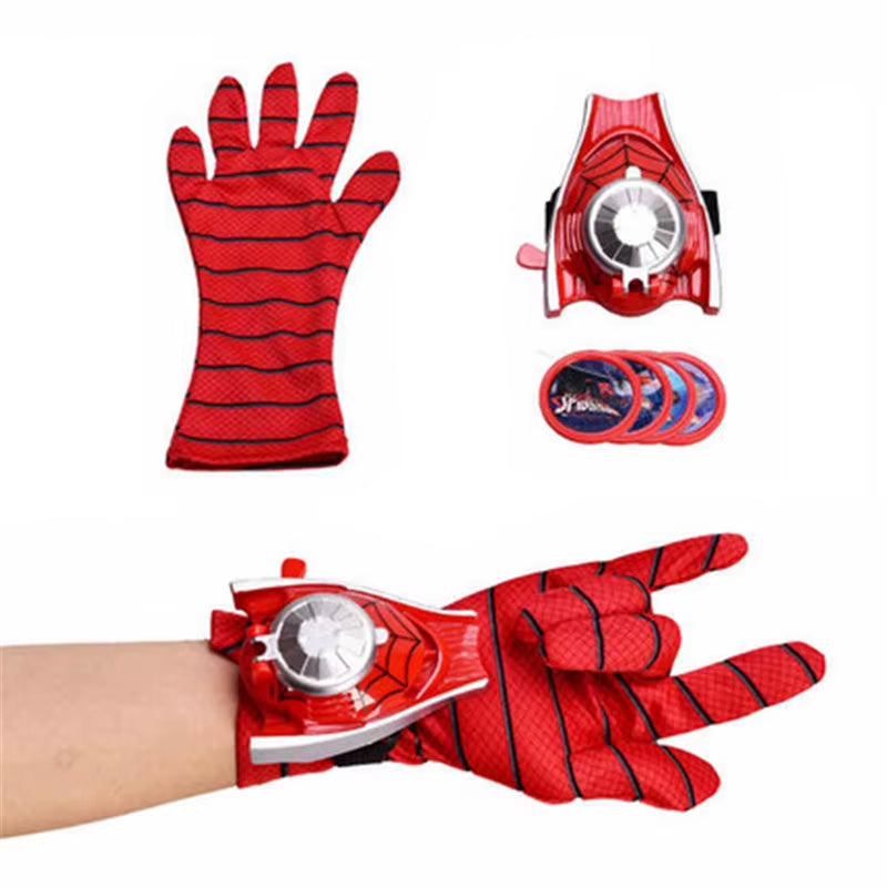 New Spiderman Anime Figures PVC Funny Spider Man Launcher Set Gloves Model Toys for Kids Brinquedos New Year'S Gift