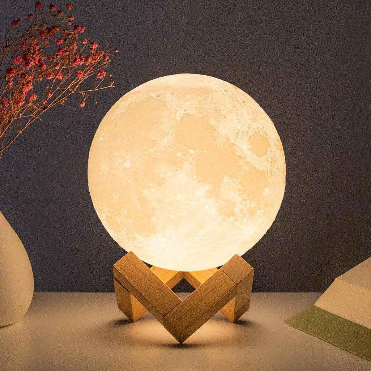 D5 Moon Box Lamp LED Night Light Battery Powered with Stand Starry Lamp Bedroom Decor Night Lights Kids Gift Moon Lamp Xmas Gift