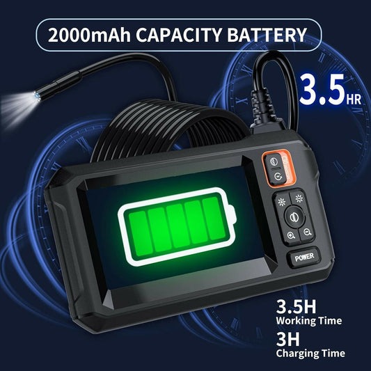 Endoscope Camera with Light, Borescope Camera with 4.3" IPS Screen, 1080P HD with 8 LED Lights, 16.4FT Semi-Rigid Cord Bore Scope, IP67 Waterproof Endoscope for Sewer, Gadgets for Men