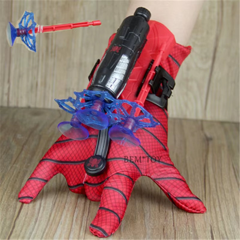 New Spiderman Anime Figures PVC Funny Spider Man Launcher Set Gloves Model Toys for Kids Brinquedos New Year'S Gift